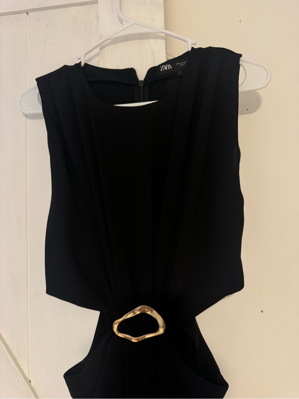 Zara Black Backless Dress with Gold Buckle